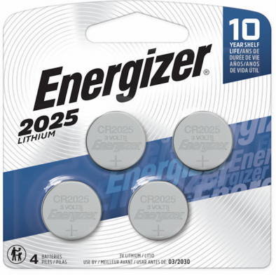 Energizer 2025 Batt 4Pck 3V Lithium Coin