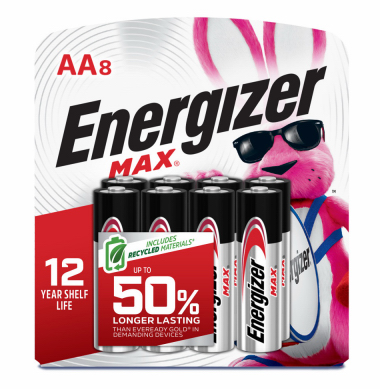 Energizer MAX AA (Double A) Alkaline Batteries, 8 Pack