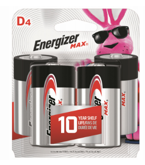 Energizer 4-Pack MAX D Cell Alkaline Batteries