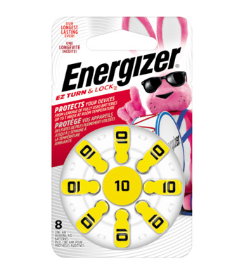 Energizer Hearing Aid Batteries Size 10 Yellow Tab 8-Pk