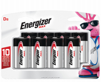 Energizer MAX D Cell Alkaline Batteries, 8 Pack