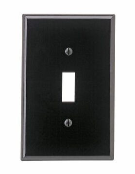 Leviton Toggle Wallplate, 1-Gang, Nylon, Black.