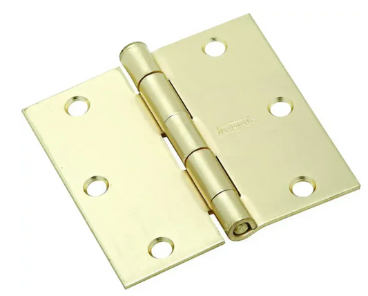 National Hardware Door Hinge 3-1/2 Inch Square Corner Satin Brass