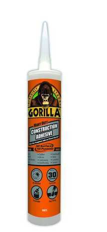 Gorilla Construction Adhesive, 9.0 oz, Cartridge, White.