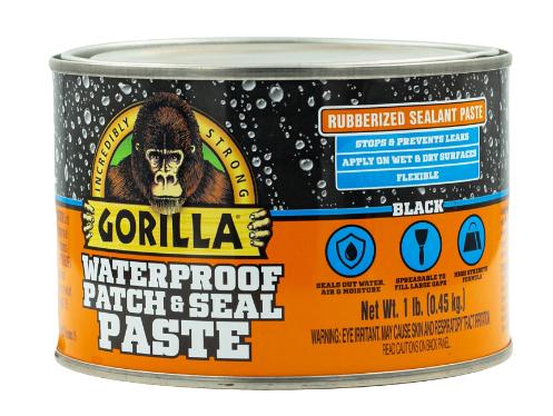 Gorilla Patch And Seal Rubberized Sealant, Paste, Black, 1 Lb