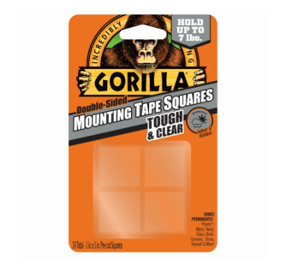 Gorilla  Mounting Tape Squares, Clear, 1-in.