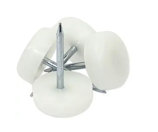 Tru Guard Nail On Glides 3/4 Inch Round White Plastic Base 4 Pack