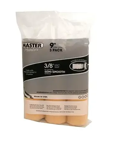 MP Master Painter 9 Inch x 3/8 Inch  Finish Roller Cover 3 Pack