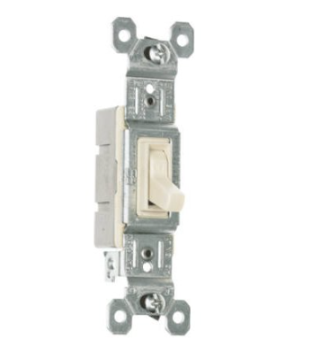 Legrand Toggle Switch, SP, Grounding, Light Almond, 120-Volt, 15-Amp