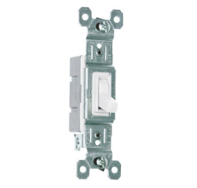 Legrand Toggle Switch, SP, Grounding, White, 120-Volt, 15-Amp