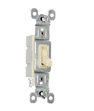 Legrand Toggle Switch, SP, Grounding, Ivory, 120-Volt, 15-Amp