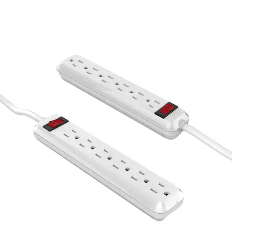 6-Outlet Power Strip with 4 ft Plug (2-Pack)