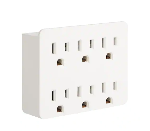 Commercial Electric 15 Amp 6-Outlet Grounded AC/DC Adapters, White