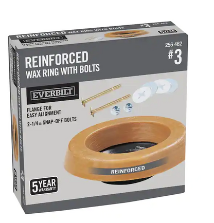 Everbilt Reinforced Toilet Wax Ring with Plastic Horn and Zinc-Plated Toilet Bolts