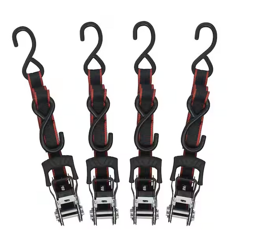 Husky 1 in. x 12 ft. Ratchet Tie Down With S Hook (4-Pack)