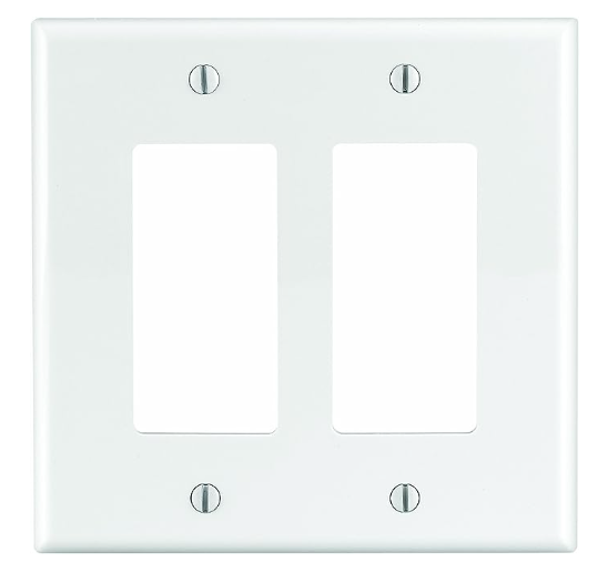 2-gang Mid Deco/Rckr Wall Plate White