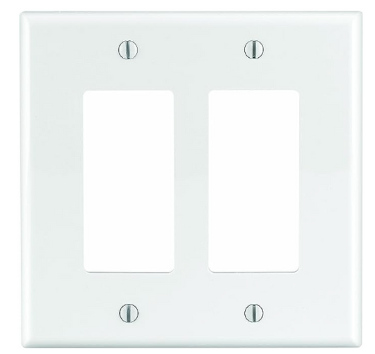 2-gang Mid Deco/Rckr Wall Plate White