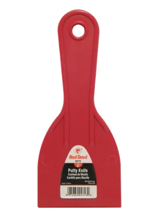 Red Devil, Plastic, Putty Knife, Red, 3IN, 1PK