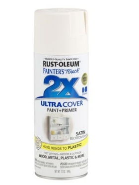 Rust-Oleum Spray Paint, Satin, Blossom White, 12 Ounce, Aerosol Can