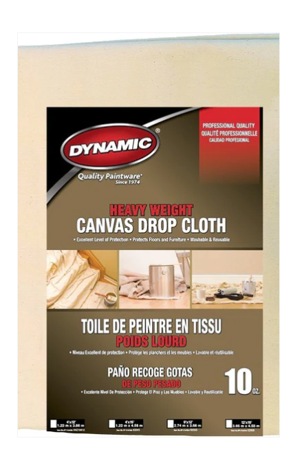 Dynamic 9' x 12'  10 oz. Heavy Weight Canvas Drop Cloth.