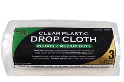 Merit Pro  9 x 12 ft. 3 mil. Dynamic Clear Rolled Drop Cloth