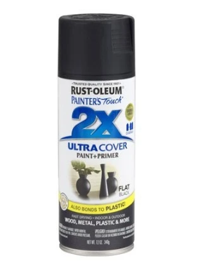 Rust-Oleum Spray Paint, Flat, Black, 12 Ounce, Aerosol Can