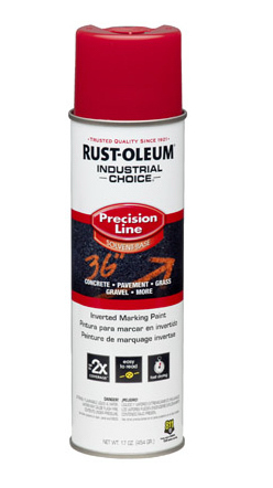 Rust-Oleum Industrial Choice Inverted  Marking Spray Paint, 17 Oz, Safety Red.