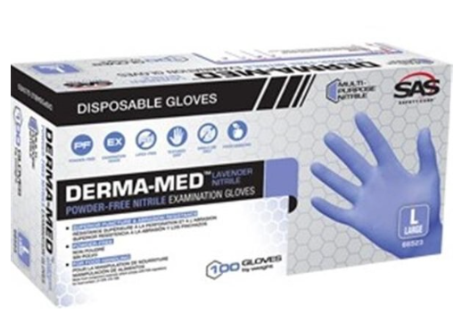 SAS Safety  Derma-Med Powder  Disposable Gloves; Large - 100 per Box