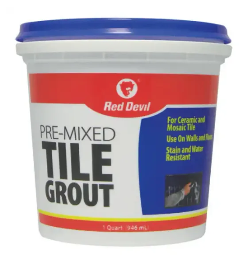 Red Devil  Tile Grout, Paste,  White Quart Tub