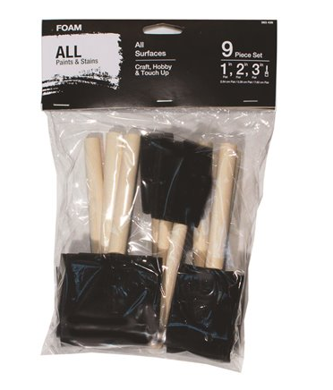 Foam Paint Brush Set  of 9-Pc.