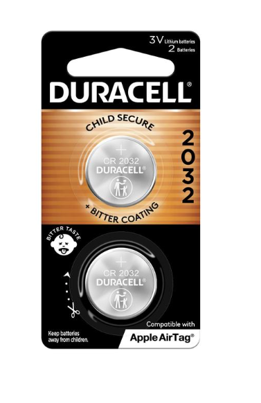 Duracell CR2032 3V Lithium Coin Cell batteries- 2 Pack