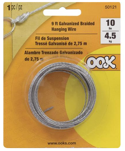 OOK 10 lb. 2 Ga. 9' Galv. Braided Hanging Wire