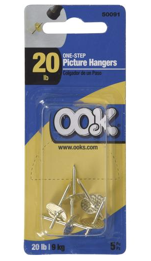 OOK 20 lb. Brass-Plated One Step Picture Hangers 5 pk