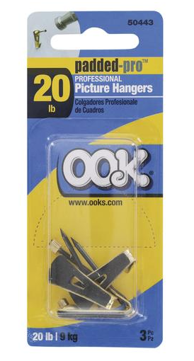 OOK 20 lb. Gold Steel Padded Picture Hook - 3 pack