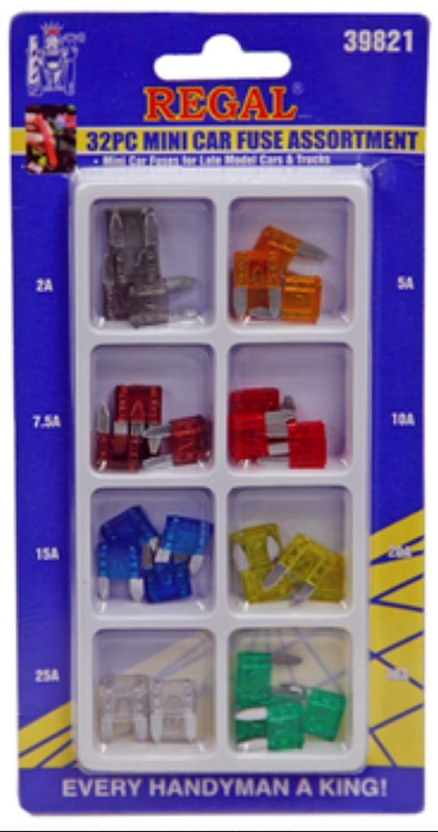 REGAL TOOLS 32 PC MINI CAR FUSE ASSORTMENT