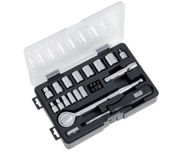 Master Mechanic 24-Pc Metric Socket Set, 1/4 & 3/8-In. Drive