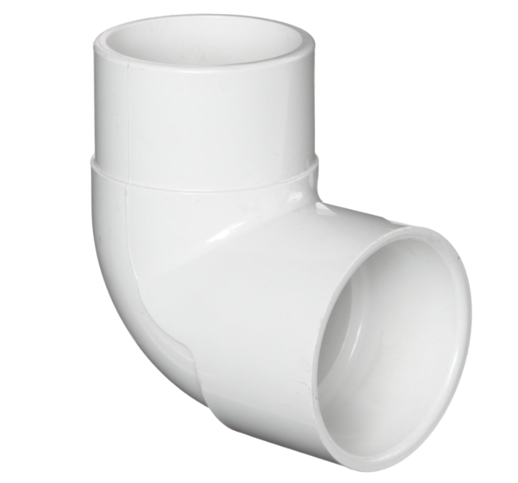 PVC Pipe Fitting, 90 Degree Elbow, Schedule 40, 3/4" Spigot x Socket