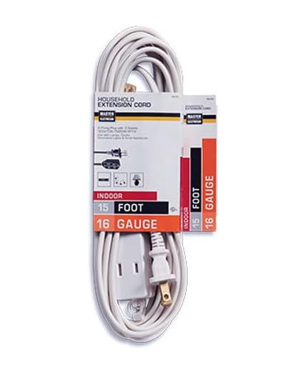 Master White Extension Cord 15'