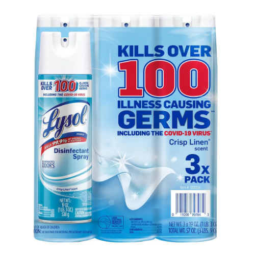 Lysol 19 oz. 3 Pack Disinfectant Crisp Linen