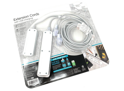 Jasco 2 Pack Extension Cord W/ USB