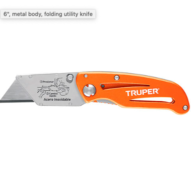 6", metal body, folding utility knife (101101)