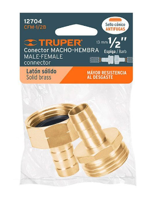 1/2" Male/Female Brass plastic hose connector (12704)