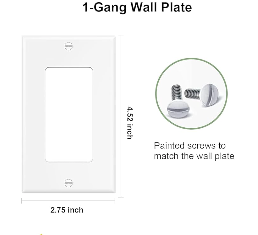 1 gang white wallplate