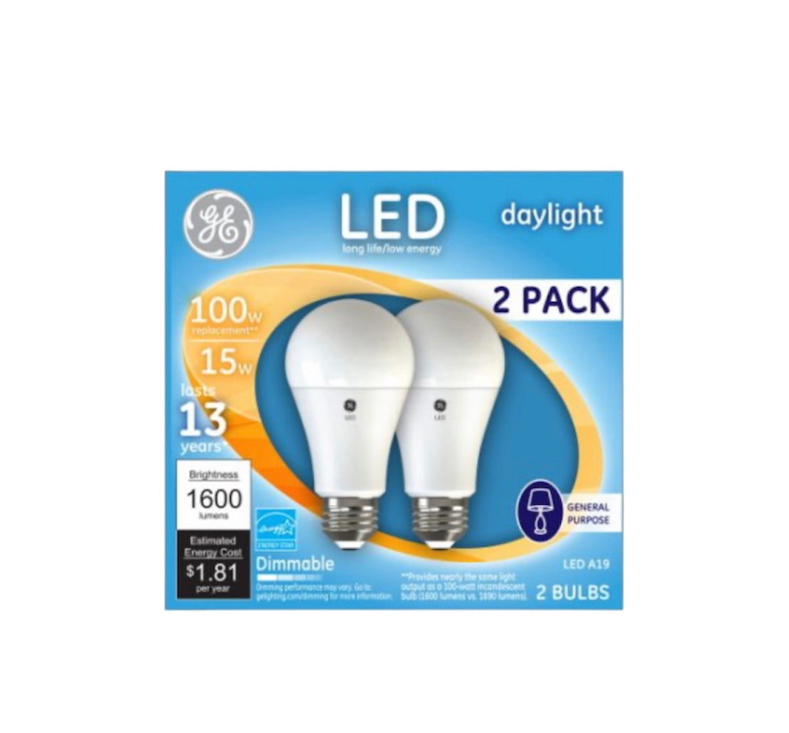 GE 2PK 15W Day A19 Bulb