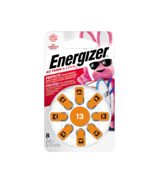 Energizer Hearing Aid Batteries Size 13 Orange Tab (8-Pack)