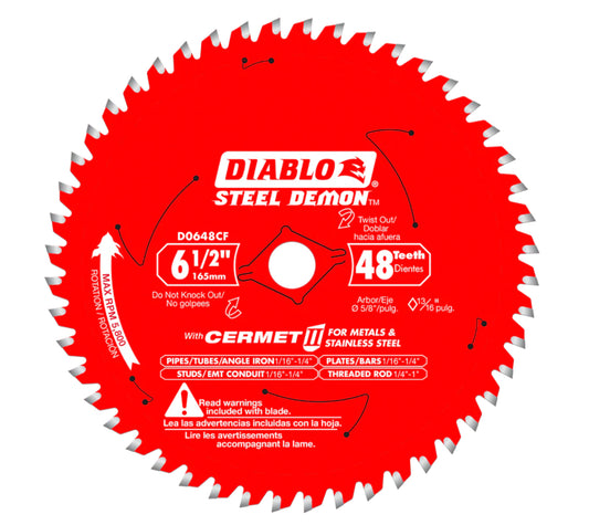 Steel Demon 6-1/2 in. x 48-Tooth Cermet II Metals and Stainless Steel Circular Saw Blade