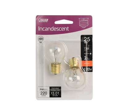 25-Watt Soft White (2700K) S11 Intermediate E17 Base Dimmable Incandescent Light Bulb (2-Pack)