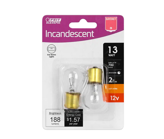 13-Watt S8 12-Volt Incandescent Light Bulb Soft White 2700K (2-Pack)