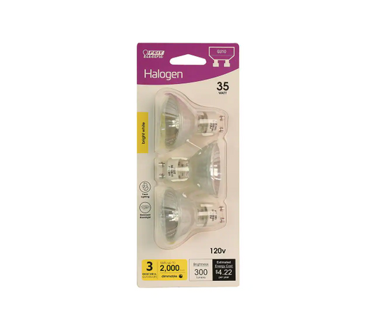 35-Watt Bright White (2700K) MR16 GU10 Bi-pin Base Dimmable Halogen Light Bulb (3-Pack)