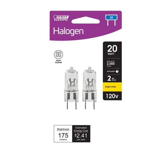 20-Watt Bright White (2700K) T4 G8 Bi-Pin Base Dimmable Halogen Light Bulb (2-Pack)